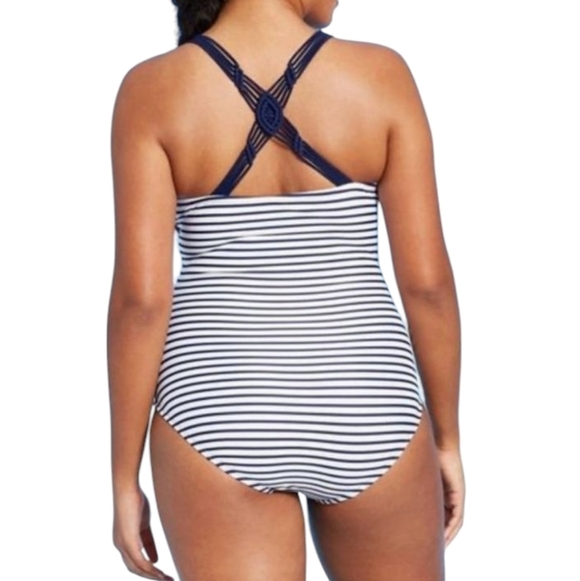 Cupshe Kona Sol Striped Blue White One Piece Swimsuit NEW - Picture 7 of 7